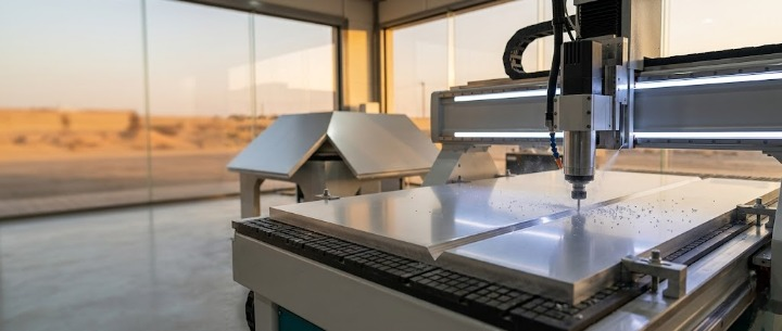 Steps for cutting V grooves on aluminum sheets.