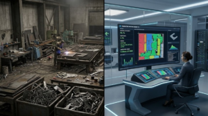 Traditional manual cutting layout limitations versus advanced computational layout algorithms for scrap reduction