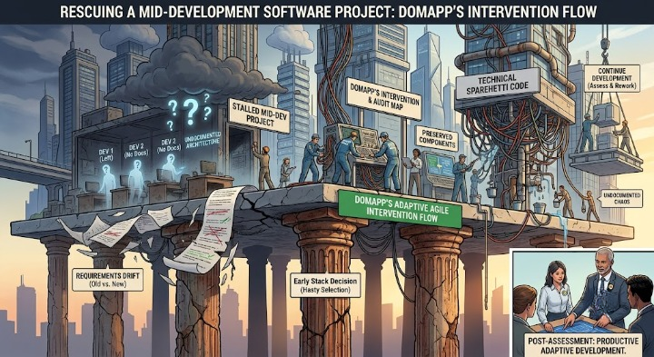 Rescuing a Failing Software Project Mid-Development